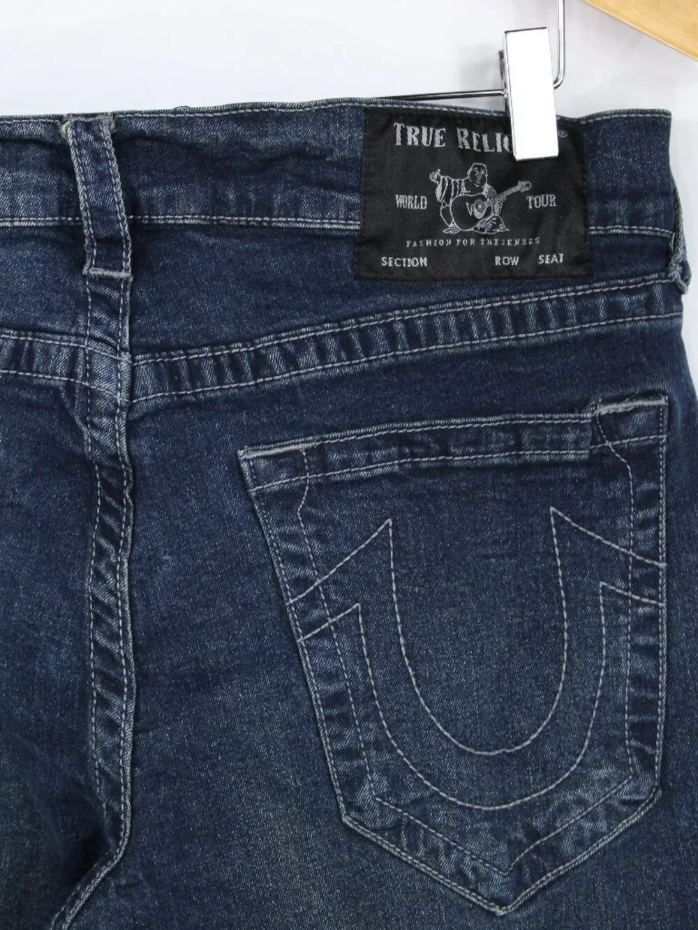 TRUE RELIGION MEN'S DARK BLUE JEANS ROCCO RELAXED SKINNY SIZE 33 GRUNGE